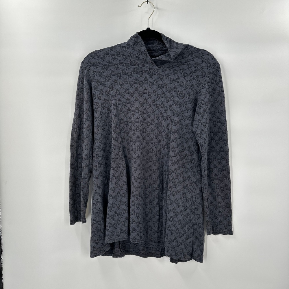 Lisa Bayne Indie Textured‎ Top Shirt XS Grey Oversized Cowl Neck Fairy Grunge *